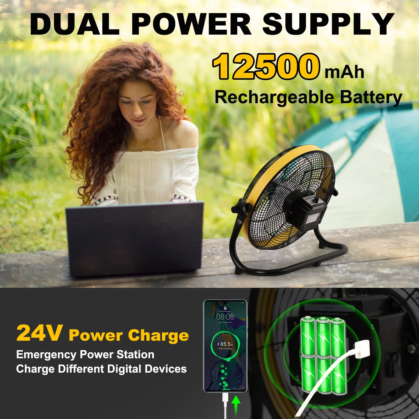 Setpower Smartele 12/16" Battery Operated Camp Fan Combo - Image 4